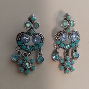 Kirks folly silver and blue beaded earrings.